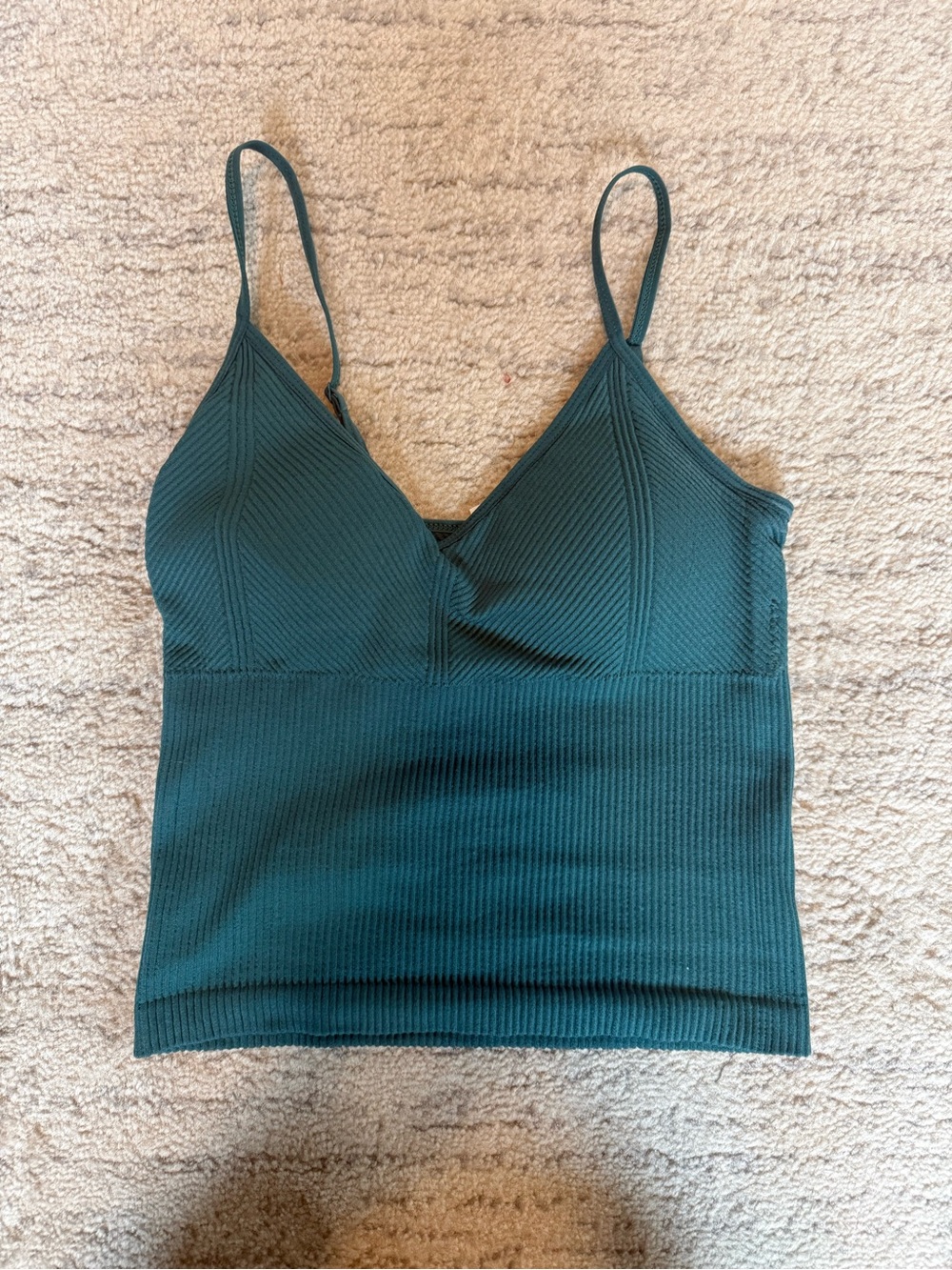 No Boundaries Deep Teal Ribbed V-Neck Cami with Adjustable Straps